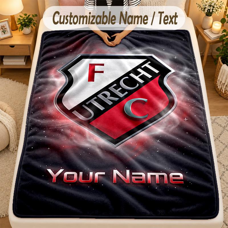 Flannel BlanketFC Utrecht Custom Name Text Personalized Soft Warm Throw Blanket Home Decor Gift