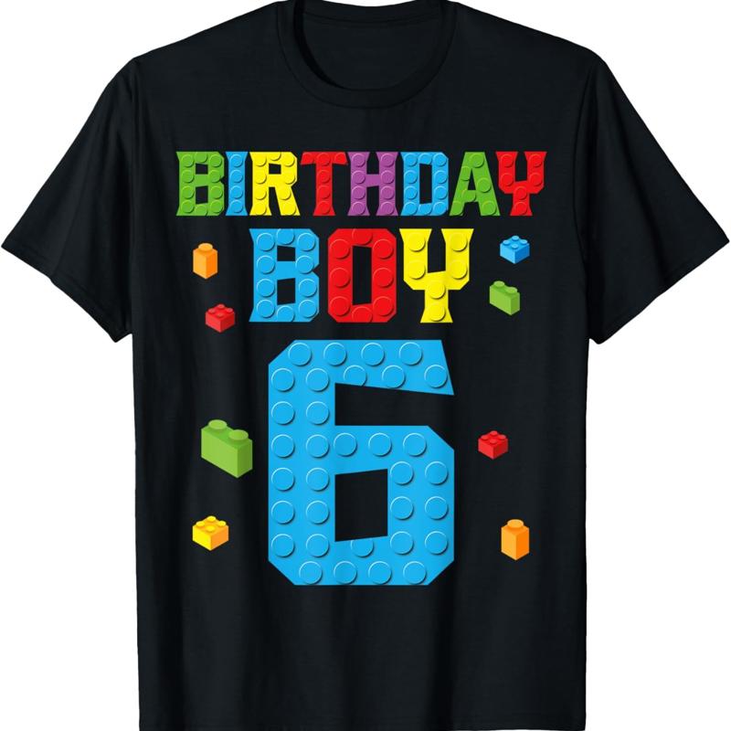 Ma?tre constructeur 6Th anniversaire gar?on 6 Six ans briques de construction t-shirt S