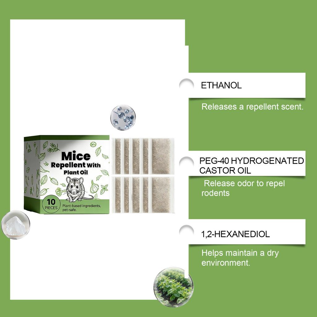 Repelent pentru Șoareci cu Uleiuri Vegetale 10 Bucăți Pelete Naturale Detergente pentru Rozătoare pentru Utilizare Interioară și Exterioară Sigur Non-Toxic Formula