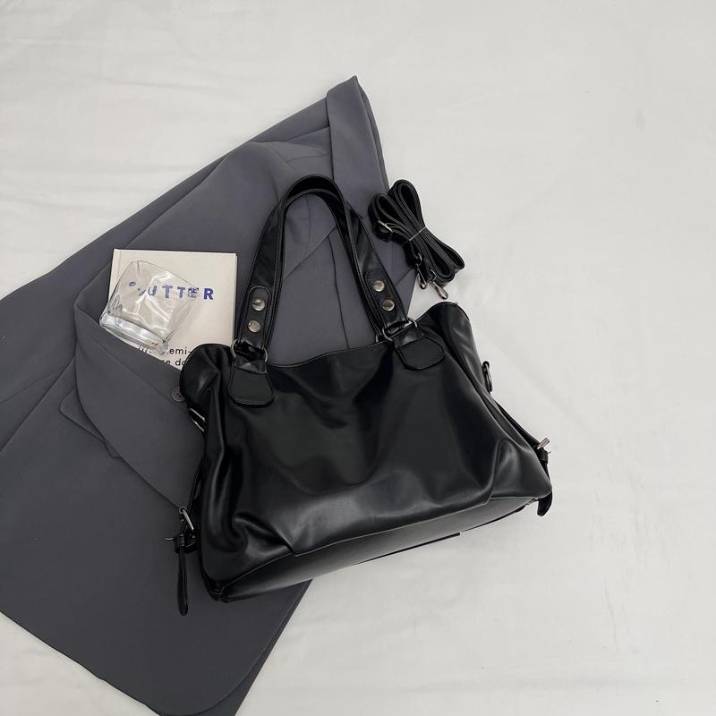 Glossy PU Leather Tote Bag With Dual Handles And Adjustable Shoulder Strap