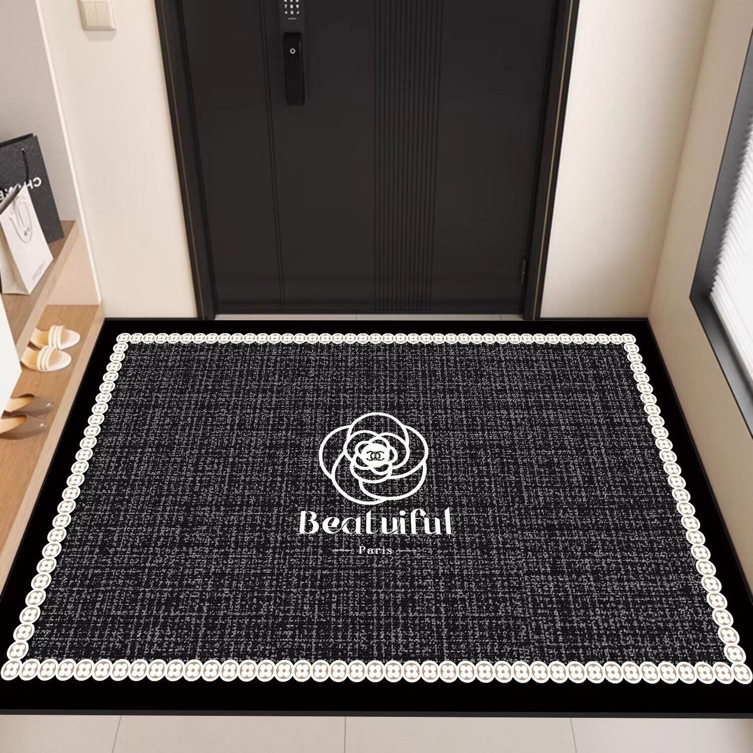 

Europe Modern Style Black Carpet Living Room Sofa Bedroom Bedside Study Kitchen Entrance Door Rug Non-slip Fashion Decor Mat 40x60cm