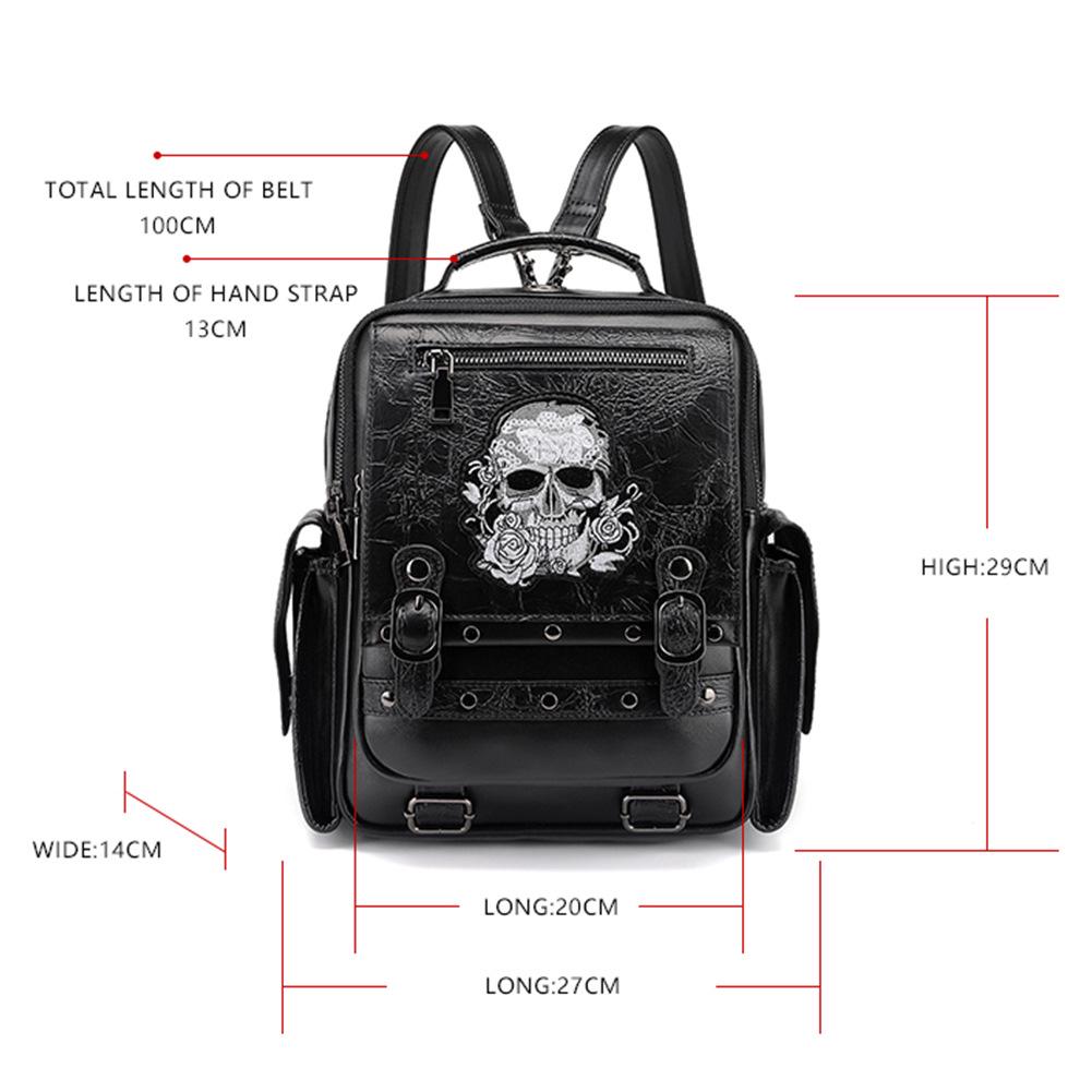 Gothic Skull Embroidery Women's Large Capacity Backpack & Handbag