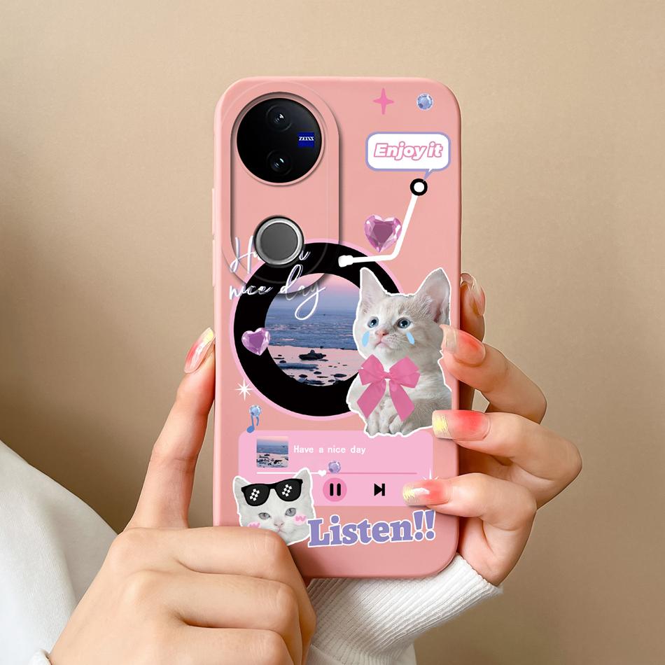 For Vivo V50 Lite Case Cute Cartoon Phone Shell Soft Liquid Silicone Back Cover For Vivo V 50 Full Protection Shockproof Bumper
