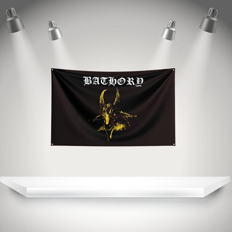 B-Bathorys Flag Rock Music Band Banner HD Printing Tapestry Exhibition, Music Band Fans, Garage Decor
