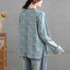 Himmelblaues Seidenjacquard-Damenhemd - 2026 Früher Frühling Chinesischer Stil