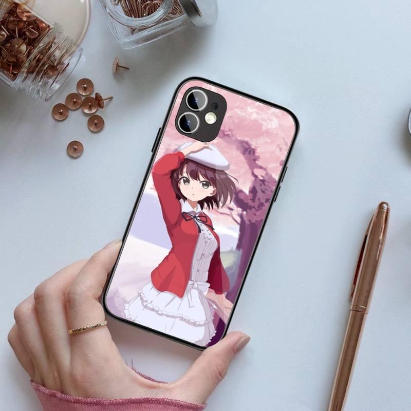 Katou Megumi Saekano Phone Case For IPhone 14 13 12 11 XS X 8 7 6 Plus Mini Pro Max SE 2022 Black PC TPU Glass Phone Cover