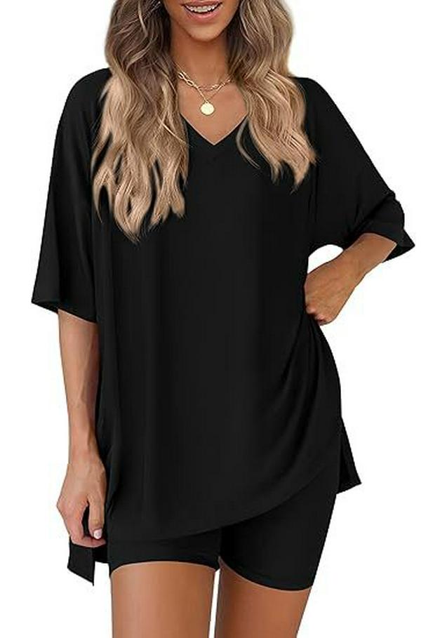 Women's Casual V-neck T-shirt & Shorts Homewear Set, 2026 Collection: Comfortable and Stylish 