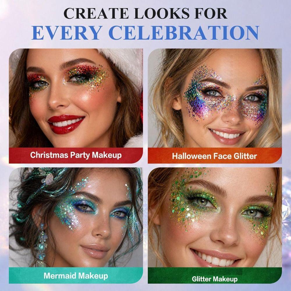 Removable Pans Color Shifting Glitter Lightweight Face Glitter Creative Gift Self Adhesive