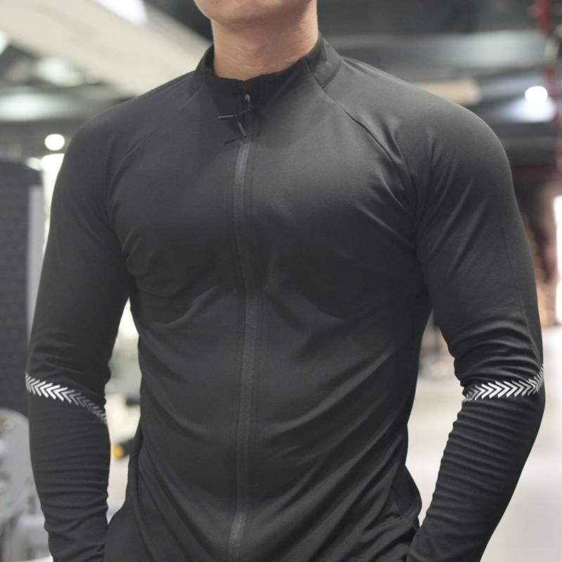 

Мужская компрессионная спортивная куртка, верхняя одежда для бега в спортзале, быстросохнущая обтягивающая спортивная одежда для фитнеса, походов, бега, пальто, толстовка для активного отдыха XXXL чёрный