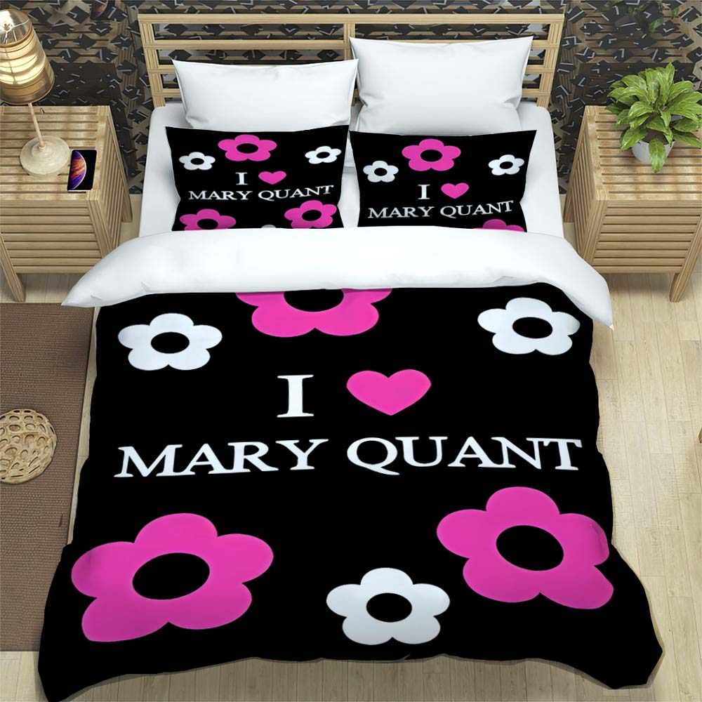 3-Piece M-Mary -Q-Quant- t PrintedDuvet Cover Set – Includes 1 Duvet Cover and 2 Pillowcases; Suitable for Home and Dorm Use