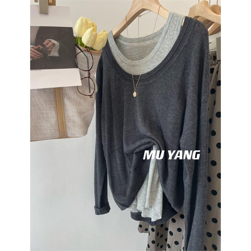 

Жилет + шерстяной вязаный свитер женский повседневный костюм 2XL серый