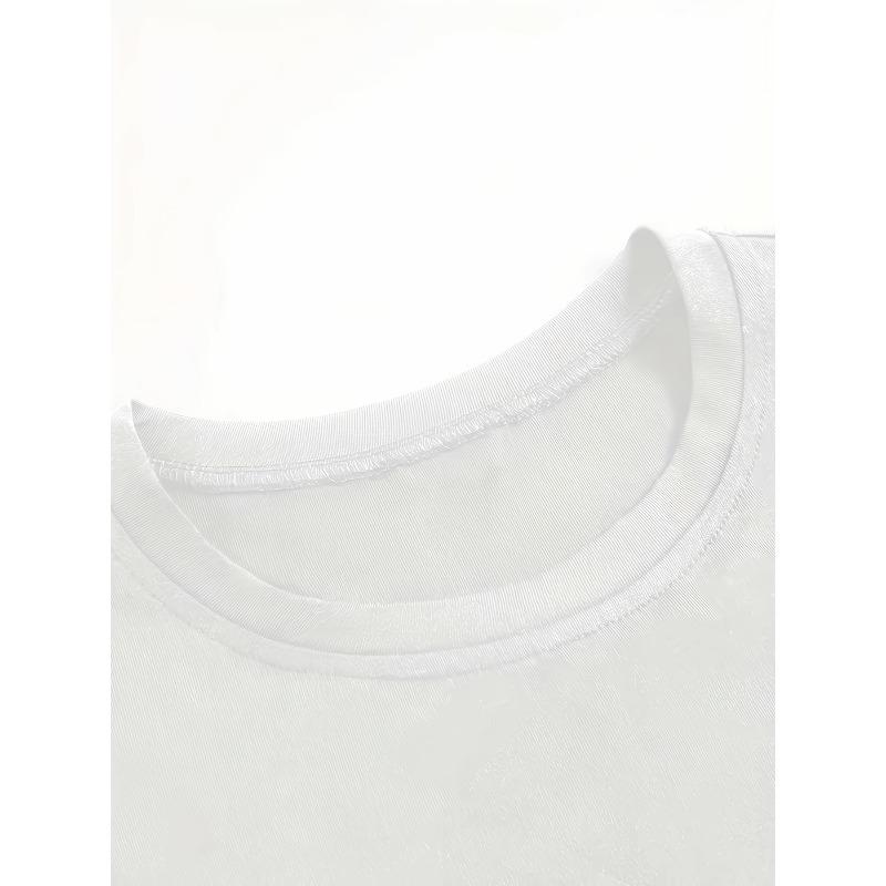 European Size Women's T-shirt, Cartoon Bee and Flower Print, White Short-sleeve Round-neck Printed T-shirt, Machine Washable, Casual Style