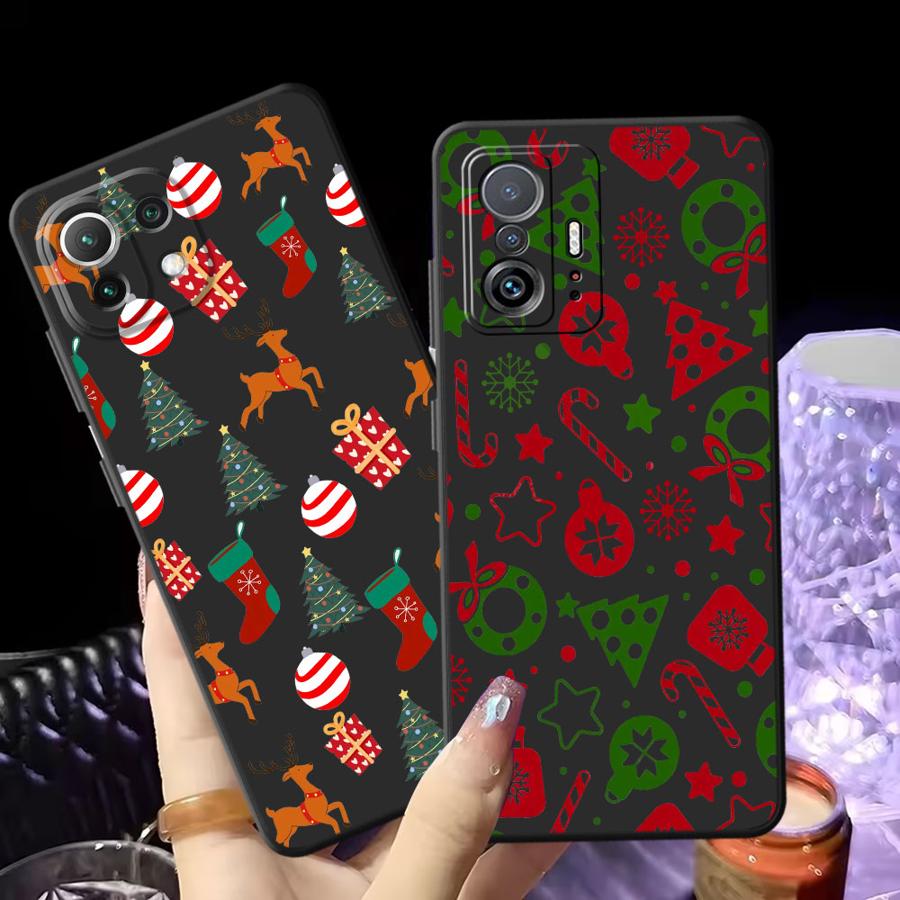 Creative Christmas Element Fashion Black Soft Phone Cover Case for Xiaomi Mi 11 12 13 Lite 12X 13 14 15 Pro 10T 11T 12T Pro