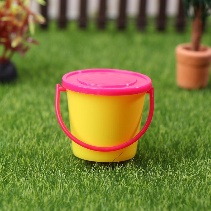 1/12 Dollhouse Mini Buckets With Cover Dollhouse Kitchen Bucket Decoration Dolls House Home Accessories