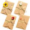 5Pcs Vintage Dried Flowers Greeting Card Handmade Blank Note Card Thank You Cards with Envelopes Wedding Party Invitation Card