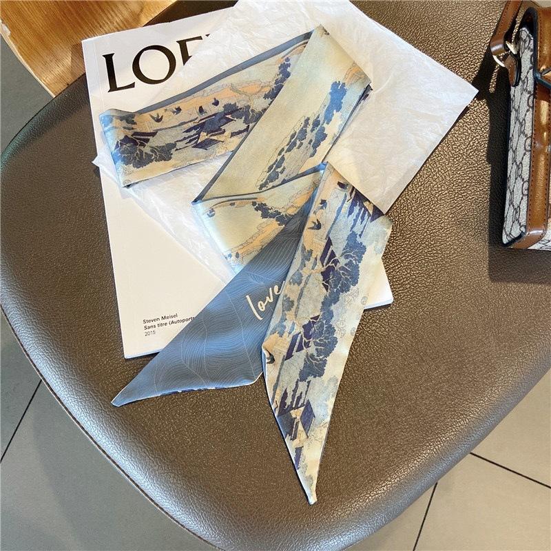 Silk Scarf Headband French Braided Hair Ribbon Versatile Ponytail Streamer Headgear Bag Decoration