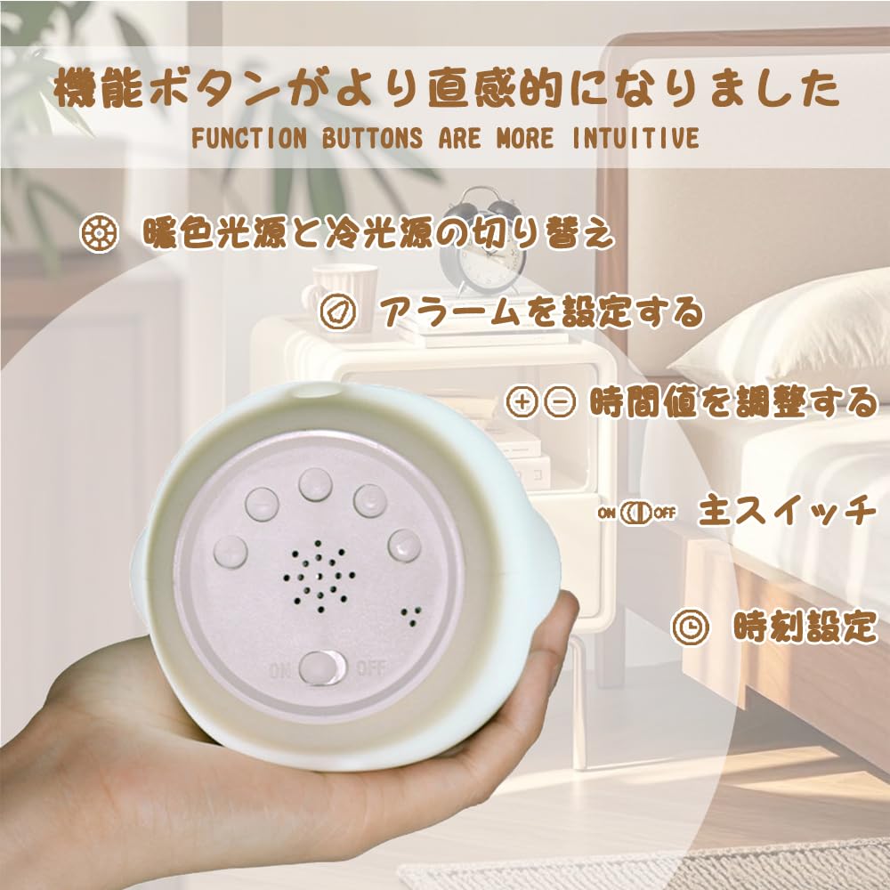 AUSTYLCO Night Light, Bedside Alarm Clock, Reading Light, Night Light, Nursing Light, Warm White, USB Charging, 1200mAh Large Capacity LED, Stepless D