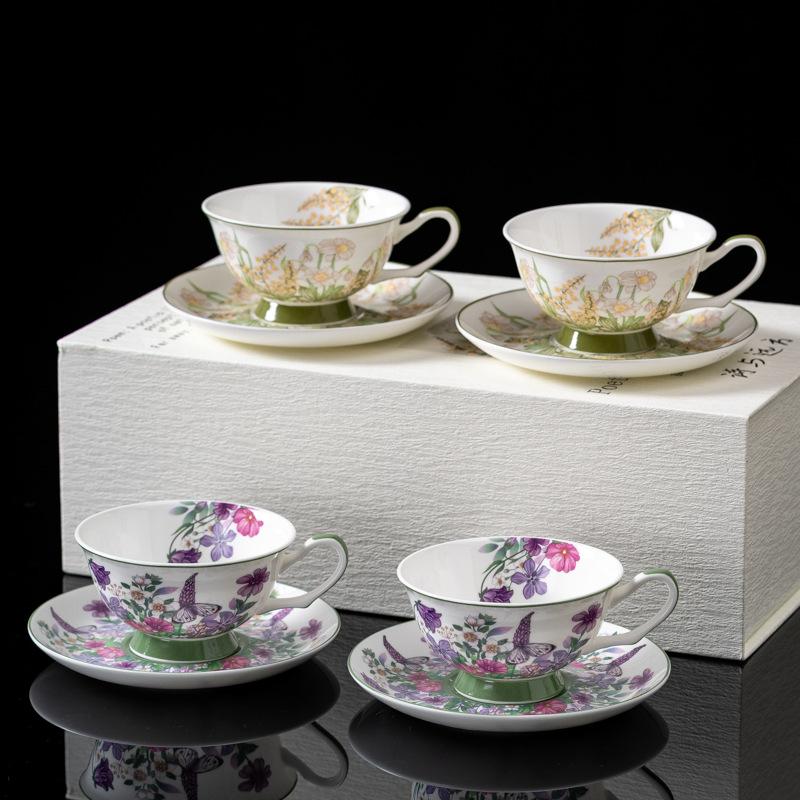 Bone China Coffee Cup Set Afternoon Tea Set High-End Exquisite Ceramic British Black Tea Cup And Saucer Set Household Women