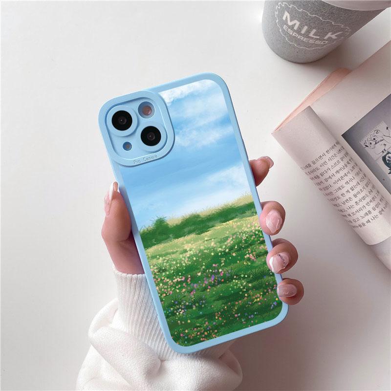 

Field Flower Jungle Fresh Scenery Phone Case For iphone 14 11 12 13 Pro Max 7 8 Plus SE 2020 X XR XS Soft Silicone Cover Fundas iPhone 8（5.8 ）