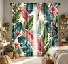 2PCS Digital Printed Curtains, Tropical Pink Flowers Pattern, Beautiful Window Drapes for Living Room Bedroom Home Decor