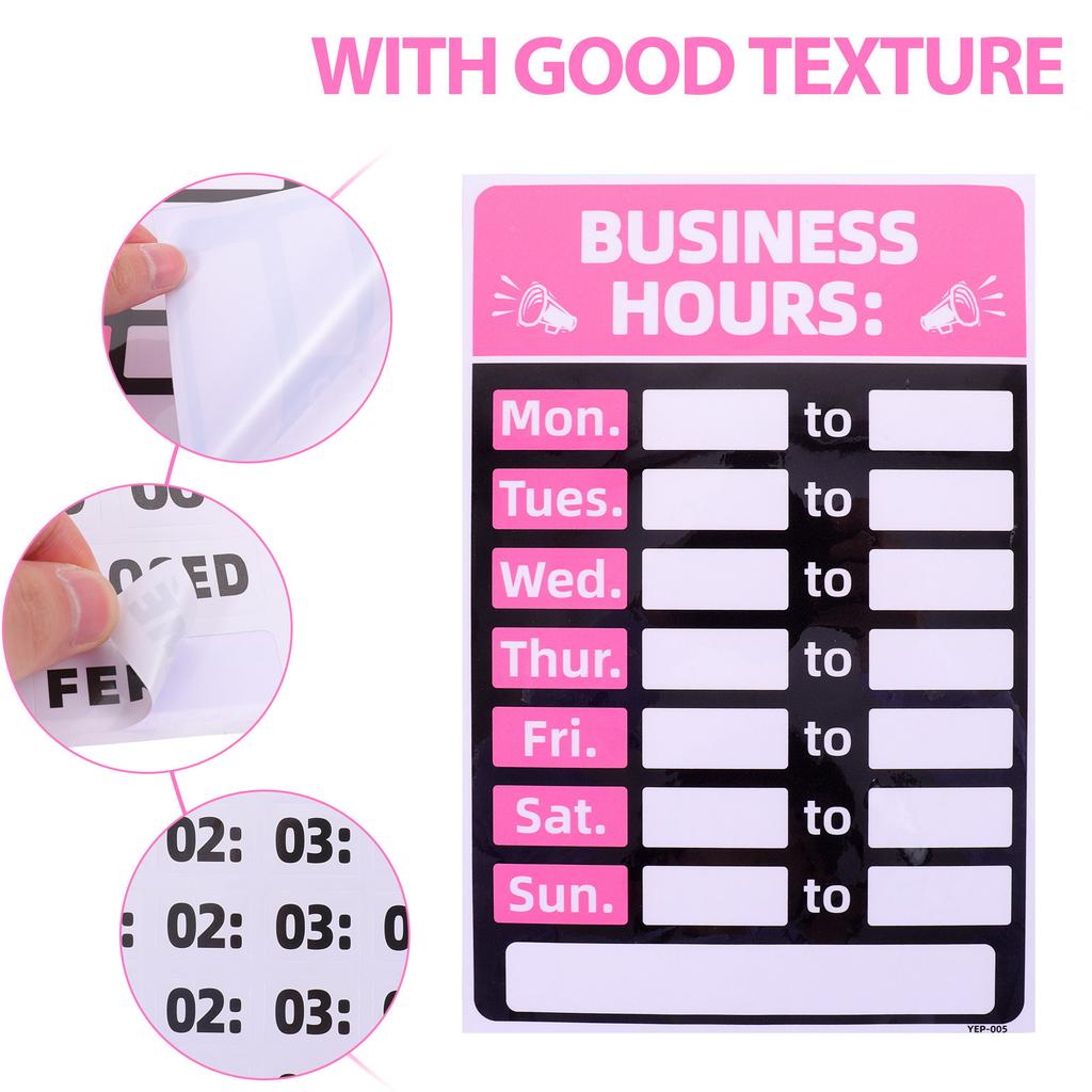 2Pcs Business Hours Stickers PVC Waterproof Self Adhesive Opening Closing Store Signs for Restaurants Shops Bars Coffee Cafes