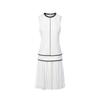 LANCY Round Neck Color-Block Pleated Sleeveless Midi Dress