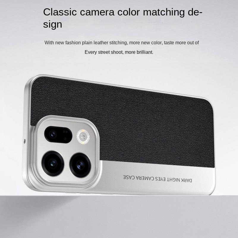 Plain Leather Classic Color-blocked Alloy Lens Heightened Case For OPPO Find X9 Pro X9 X8 Ultra X8s + X8 Pro All-inclusive Cover