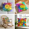 Smiling Flower Artwork Takashi Murakami Cushion Cover Short Plush Pillowcase for Bed Sofa Carwashable