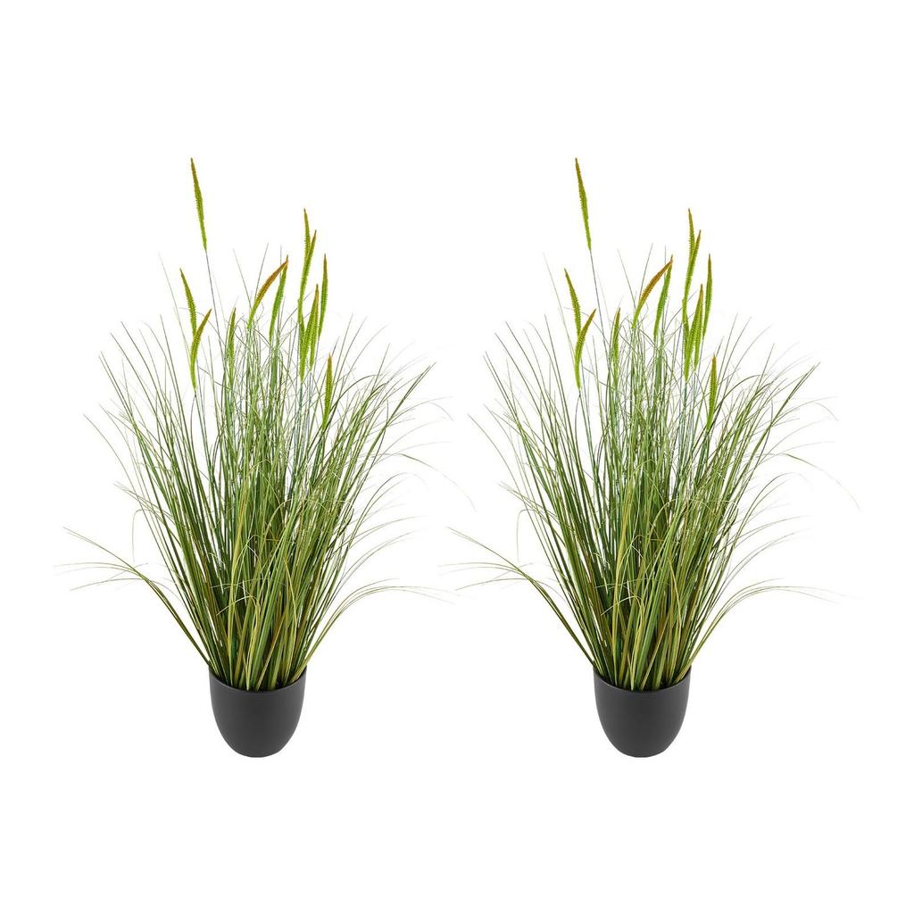 Artificial Grass Plant, 2 Pack 889mm Cattail Grass In Pot, Premium PVC Faux Fake Greenery Shrubs Plant for Indoor Outdoor House Home Garden Office