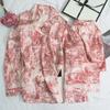 Di Lizheba's autumn new ice and snow silk can be worn outside, high-end loungewear two-piece pajamas for women