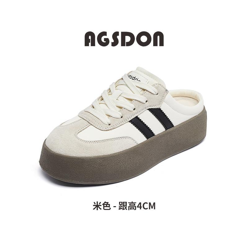 Augusteng thick-soled half-slippers women's 2025 summer new soft-soled casual one-pedal bag head little white slippers tide