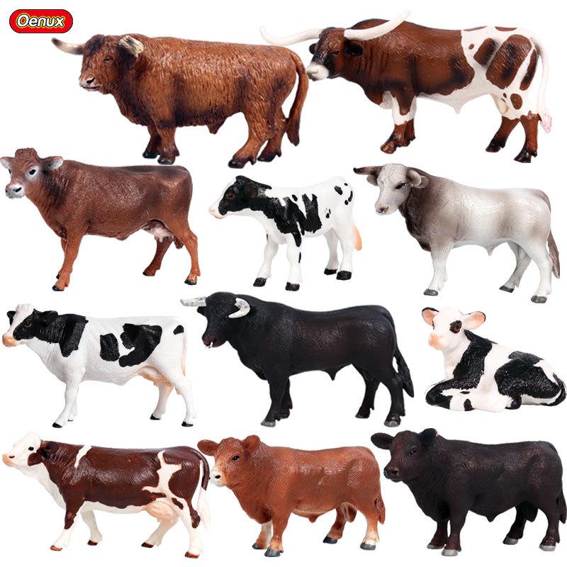 Children's Cognitive Animal Model Toy: Yellow Cow, Buffalo, Rhinoceros, Zebu, Bison, Bull Figurine.