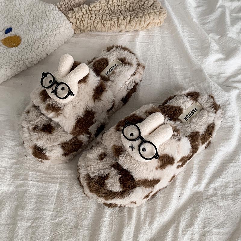 

2025 новые милые мультяшные пушистые тапочки женские осенне-зимние домашние комнатные нескользящие с толстой подошвой студенческое общежитие хлопковые мопы 40 хаки