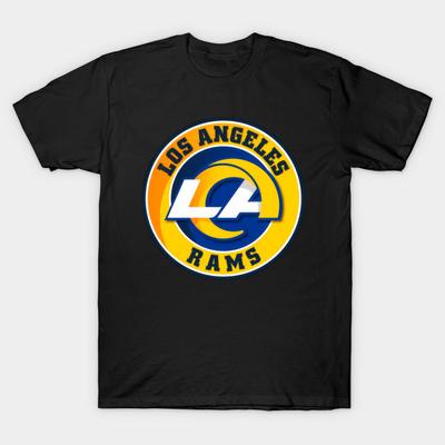 Asian Size Men Black Print T-shirt Rams La No-Cut Heat Transfer Print Cotton Tshirt
