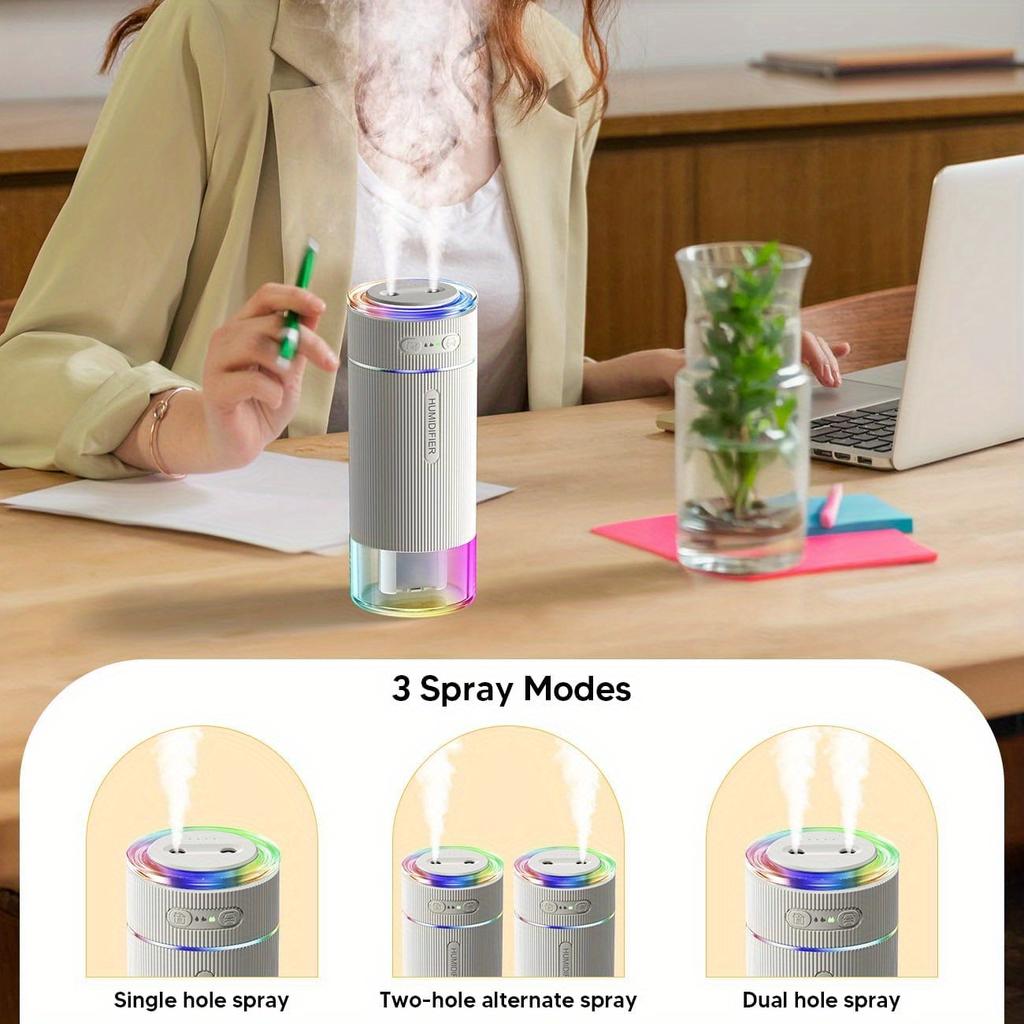 1pc Portable Small Humidifier for Bedroom,Ambiance Lighting,Car Smart On/Off,Soundwave technology Mini Personal Desk Air Humidifiers