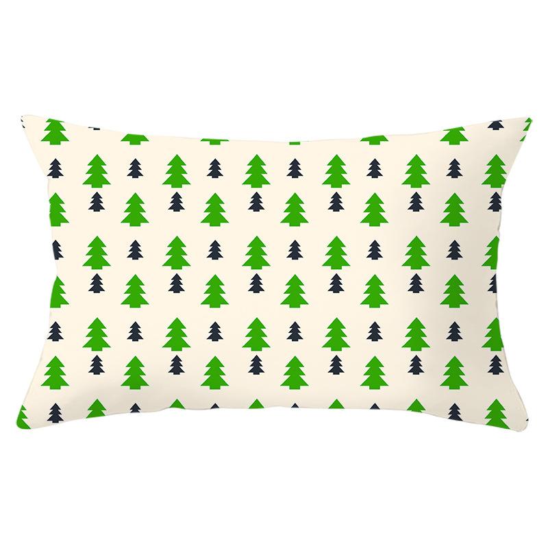 Green Series Christmas Peach Skin Printed Waist Pillowcase Square Sofa Pillowcase Office Pillowcase