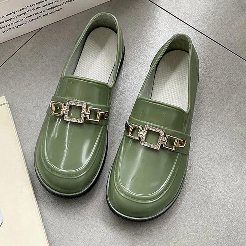 

WTEMPO модные непромокаемые туфли, женские противоскользящие низкие туфли на низком каблуке, толстая подошва, короткая кухонная уличная водонепроницаемая резиновая обувь, дропшиппинг, оптовая продажа 40 зелёный