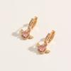 1 Pair Cute Geometric Round Wings Zirconia Dangle Earrings for Women Golden Earring Jewelry Wedding Party Accessories
