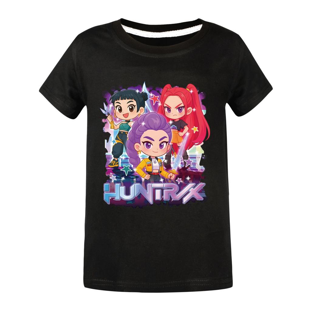 Movie Huntrix Kpop Demon Hunters T-Shirt Boys Girls Summer Crew Neck Short Sleeve Tees Fashion Kids T-shirt