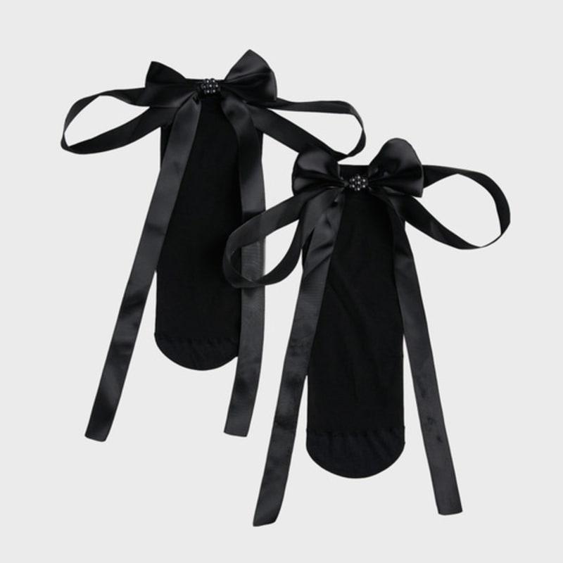 HUGDAY [20 Denier] Mini Bell Ribbon Ankle Stockings