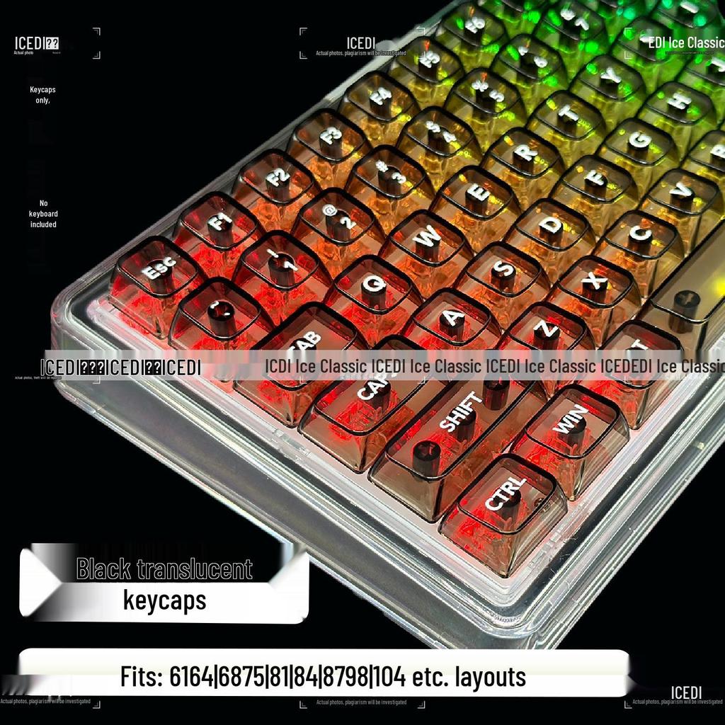 Matte Transparent Crystal Keycaps: 61/87/104-Key Universal, Customized, Highly Translucent.