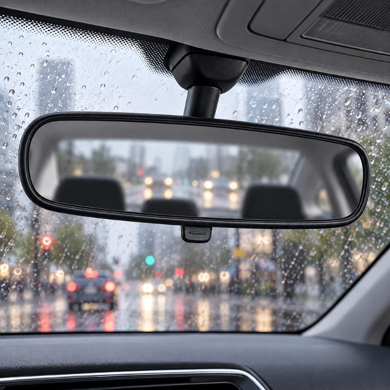 Black Interior Mirror Assembly with Flat Glass, Ball-Joint Adjustment, Integrated Arm, and Base for Replacing the Existing Driving Mirror 13585947
