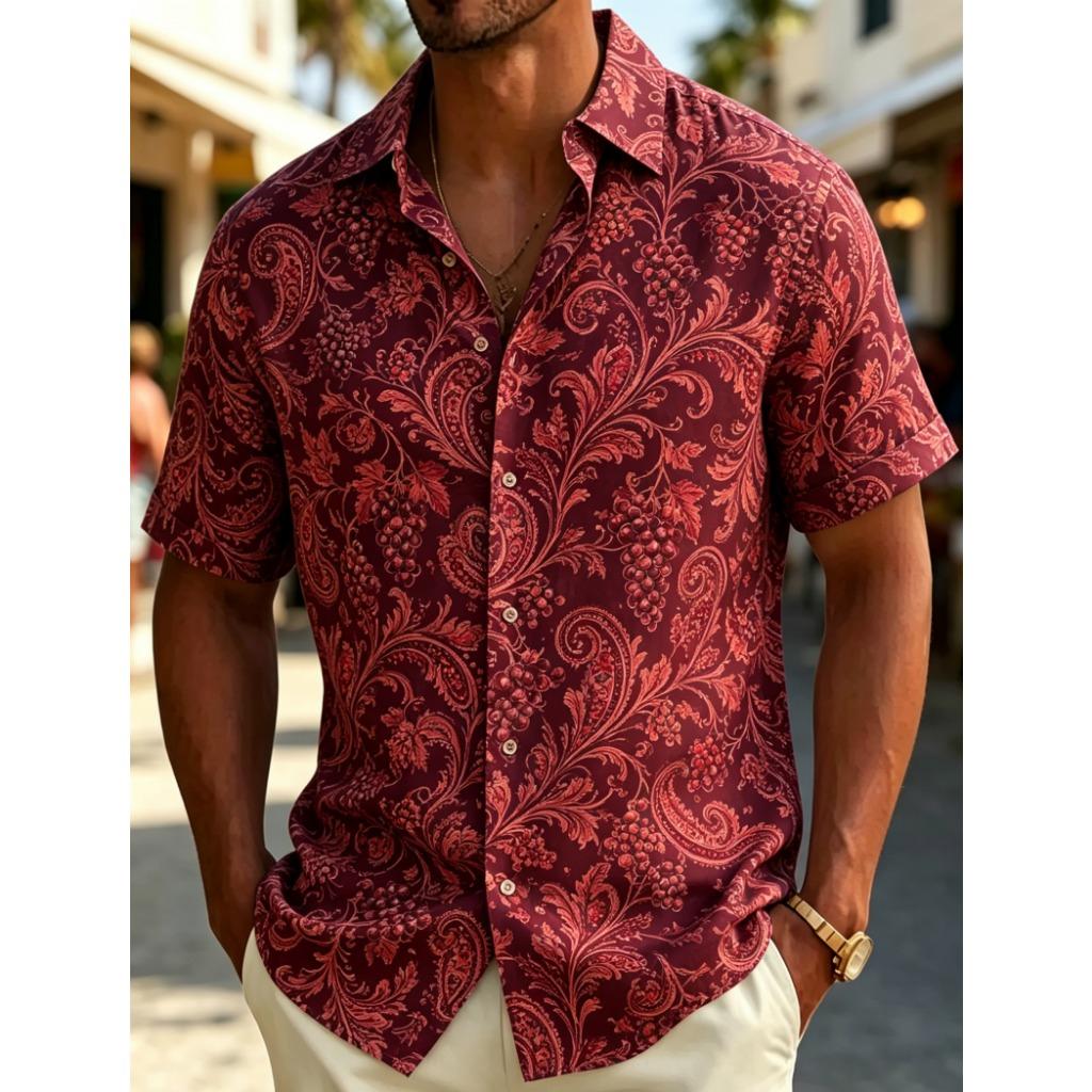 Hot Selling Men's Retro Paisley Printed Casual Shirt, Breathable Top for Party Travel and Daily Wear
