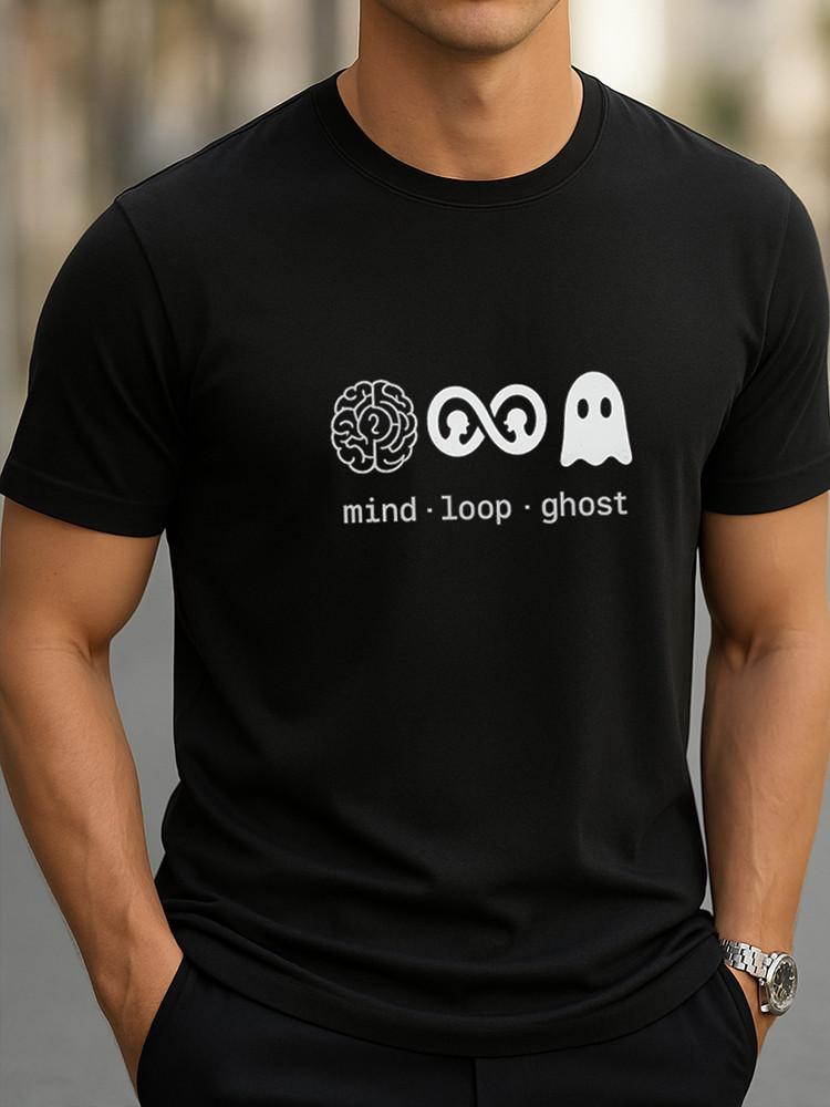 Mind Loop Ghost T-Shirt Minimal Gothic Graphic Tee Surreal Braincore Unisex Tee Unisex T-Shirt XXXL
