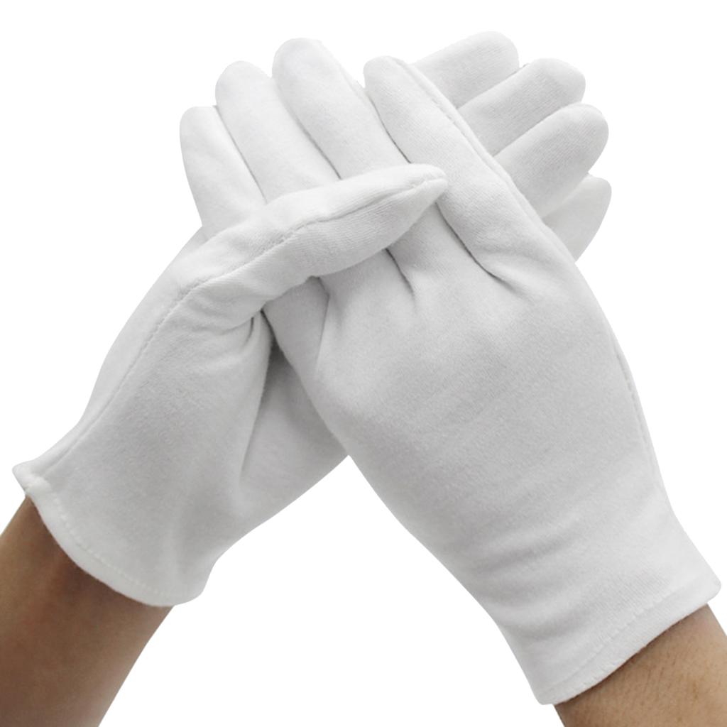 12 Pairs Cotton Gloves Breathable Soft Skin Friendly Work Cosmetic Moisturizing Jewelry Inspection Gloves