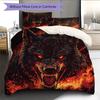 Flame Wolf  Pattern Bedding Quilt Set Quilt Cover Pillowcase Home Decoration  Gift (1 * duvet cover + 2 * pillowcase, without core)