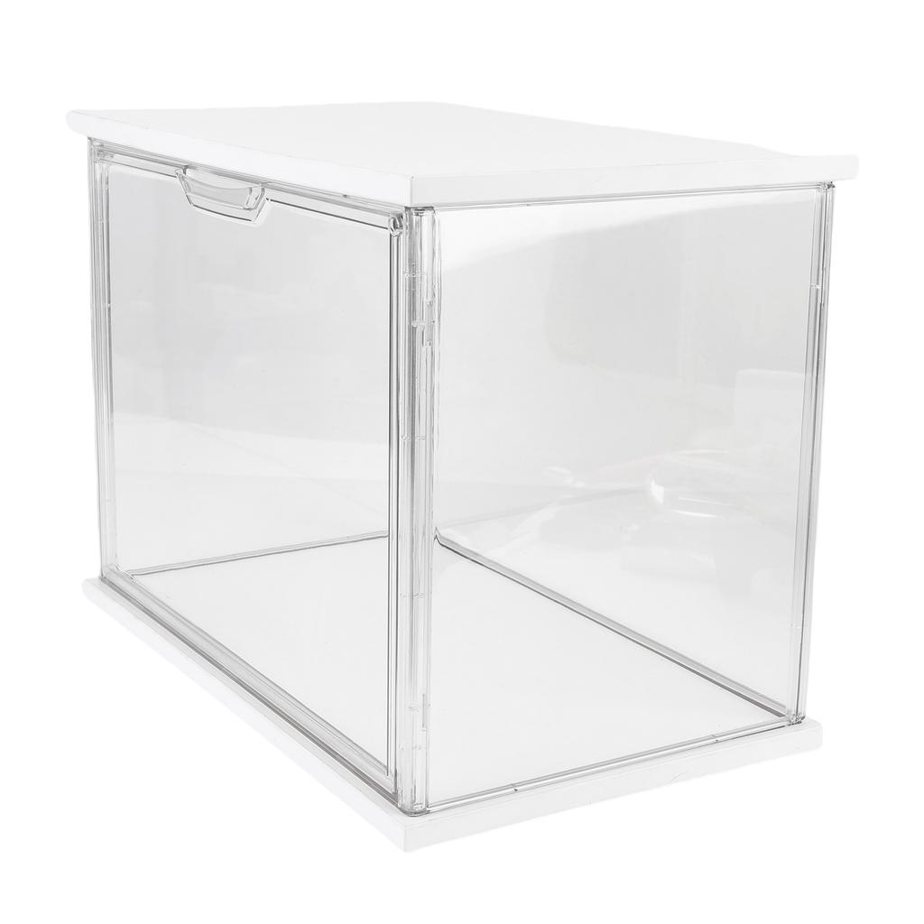 Clear   Display Case Plastic Display Box for Collectibles Doll Home Storage Organizing Toys Wood Base 14.3x8.7 .7in