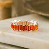 Yellow Gold Plated 925 Sterling Silver Garnet Eternity Band – Baguette Cut Red Stone Wide Statement Ring, Wedding & Anniversary Jewelry for Women