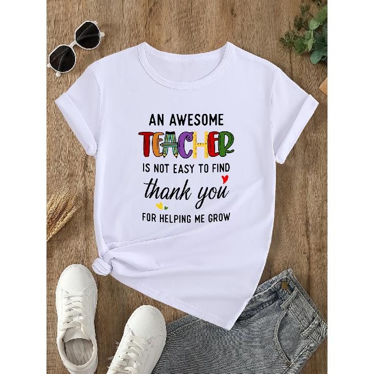 Teacher's Printed Pattern Casual Loose Short-sleeve Summer Shirt T Shirt