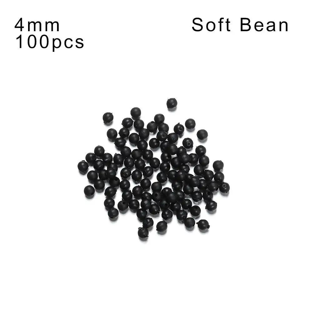 100Pcs Fishing Beads Space Stopper Black 3mm-12mm Round Soft and hard beans Fishing Lures bait Hook Rig Accessories